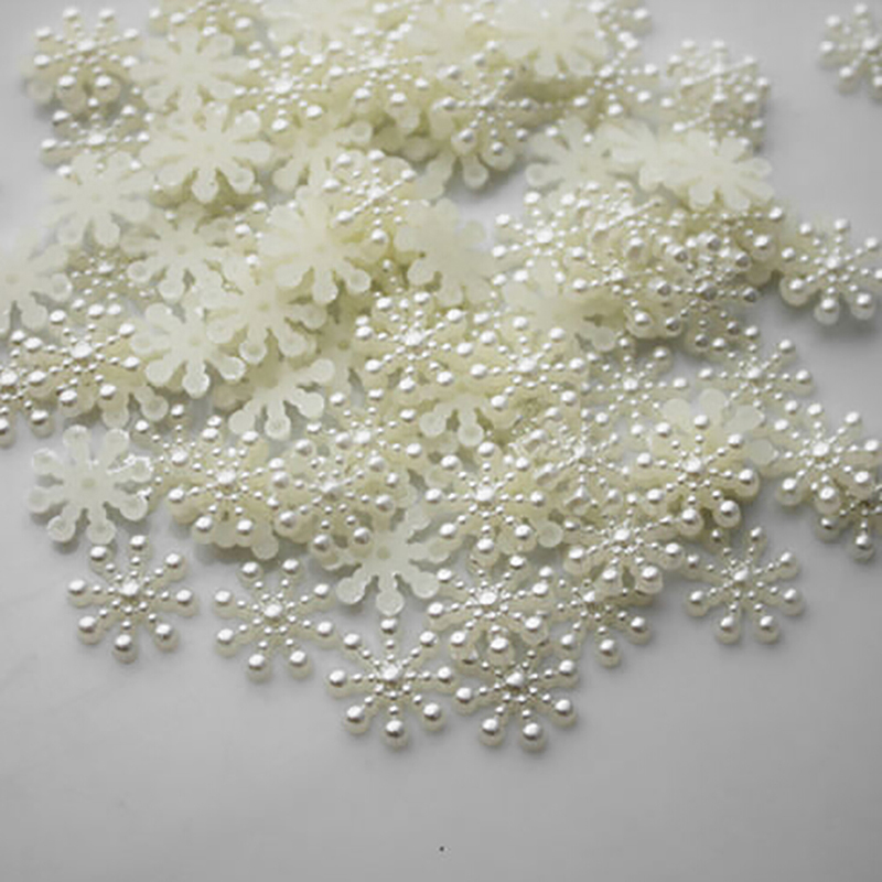 100pcs White Pearl Resin Snowf - огляд і ціна Christmas Craft Embellishment