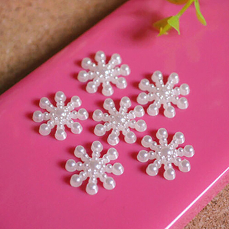 100pcs White Pearl Resin Snowf - огляд і ціна Christmas Craft Embellishment
