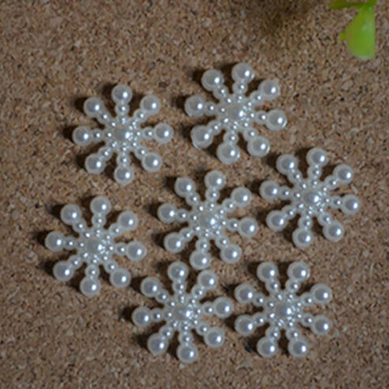 100pcs White Pearl Resin Snowf - огляд і ціна Christmas Craft Embellishment