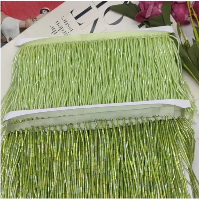 10CM Silver Red Bead Tube Tass - огляд і ціна Beaded Trim Fringe